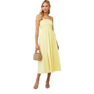 Wayf yellow midi dress strapless
